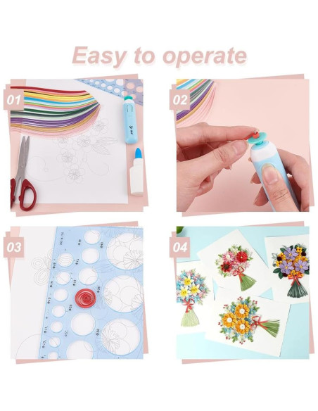 Kit de Quilling de Papel AHANDMAKER 12 Pcs Floral 36 Colores