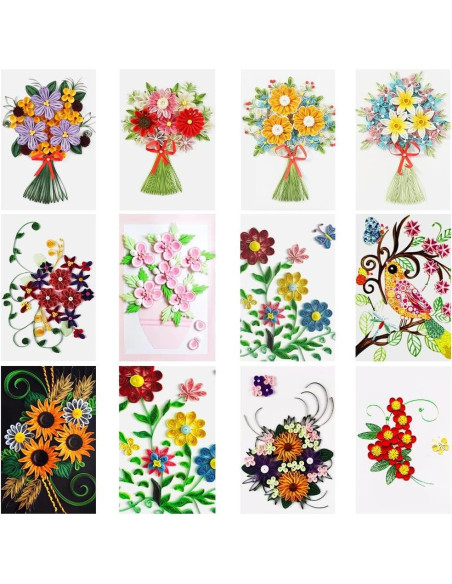 Kit de Quilling de Papel AHANDMAKER 12 Pcs Floral 36 Colores