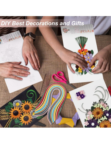 Kit de Quilling de Papel AHANDMAKER 12 Pcs Floral 36 Colores