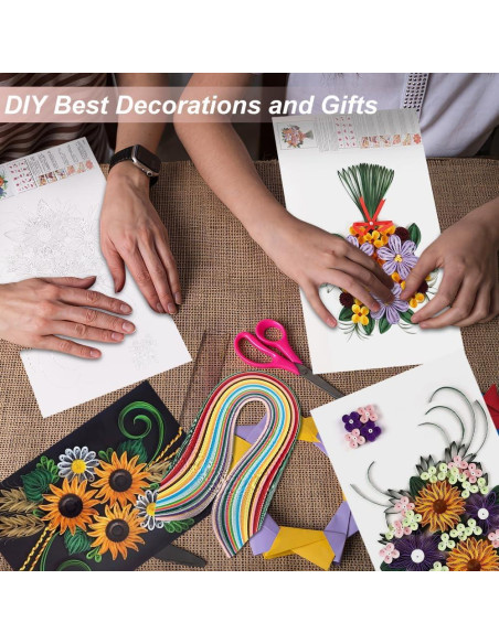 Kit de Quilling de Papel AHANDMAKER 12 Pcs Floral 36 Colores