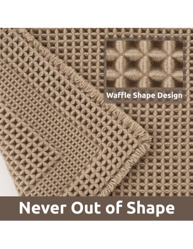 Alfombra de Baño Antideslizante AMOAMI 43x61cm Beige Waffle