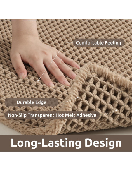 Alfombra de Baño Antideslizante AMOAMI 43x61cm Beige Waffle