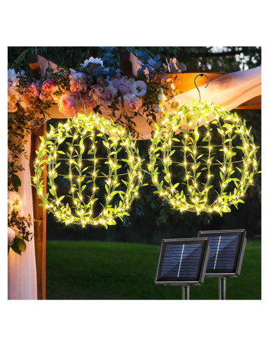 Luces de Esfera de Hierro Solar Flacchi 30.48cm 120 LED 2 Paquete