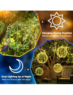 Luces de Esfera de Hierro Solar Flacchi 30.48cm 120 LED 2 Paquete 2