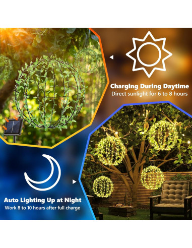 Luces de Esfera de Hierro Solar Flacchi 30.48cm 120 LED 2 Paquete