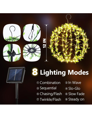 Luces de Esfera de Hierro Solar Flacchi 30.48cm 120 LED 2 Paquete