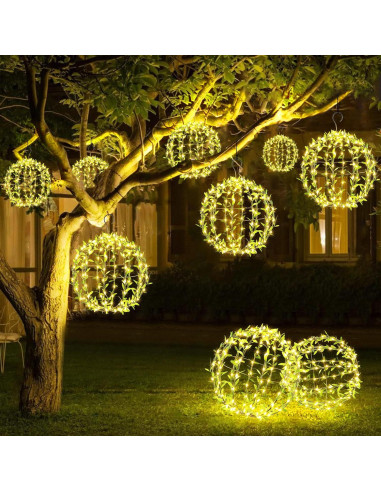 Luces de Esfera de Hierro Solar Flacchi 30.48cm 120 LED 2 Paquete