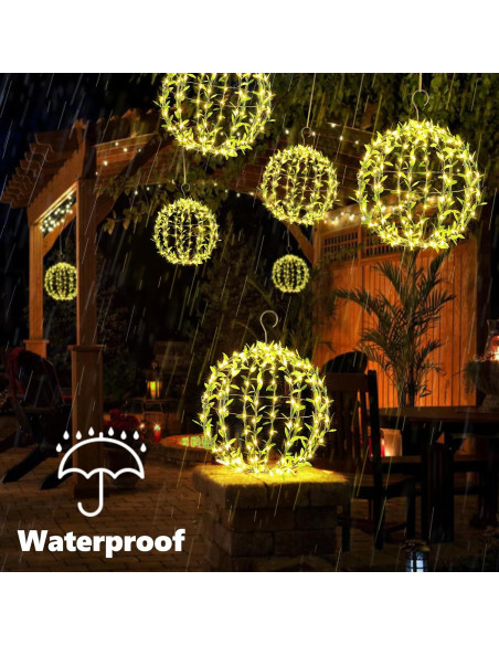 Luces de Esfera de Hierro Solar Flacchi 30.48cm 120 LED 2 Paquete