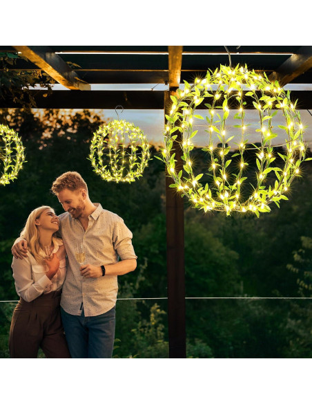 Luces de Esfera de Hierro Solar Flacchi 30.48cm 120 LED 2 Paquete