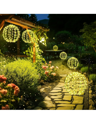 Luces de Esfera de Hierro Solar Flacchi 30.48cm 120 LED 2 Paquete