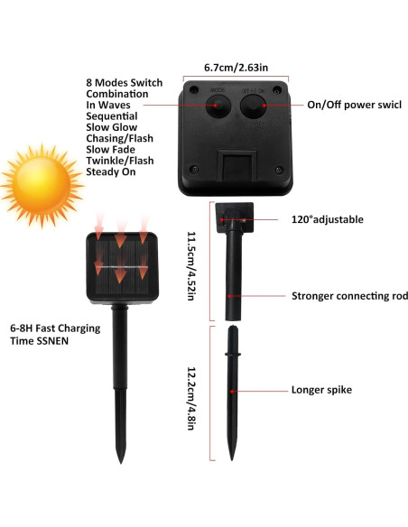 Luces de Cuerda Solares VOOKRY 200 LEDs Blanco Cálido 10 Cuerdas