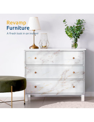 Papel Contacto de Mármol Brillante rabbitgoo 44.5x200 cm Autoadhesivo