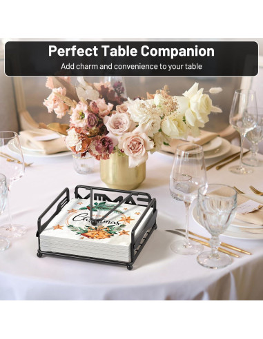 Soporte para Servilletas Epicano Cuadrado Hierro Negro 18x18cm