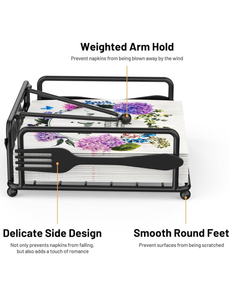 Soporte para Servilletas Epicano Cuadrado Hierro Negro 18x18cm