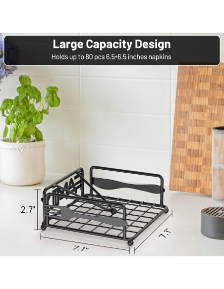 Soporte para Servilletas Epicano Cuadrado Hierro Negro 18x18cm