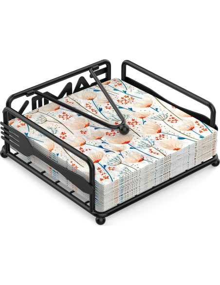 Soporte para Servilletas Epicano Cuadrado Hierro Negro 18x18cm