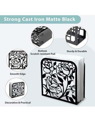 Soporte de Servilletas Decorativo DOODLREAM Rosa Negro 12.45x12.45 cm