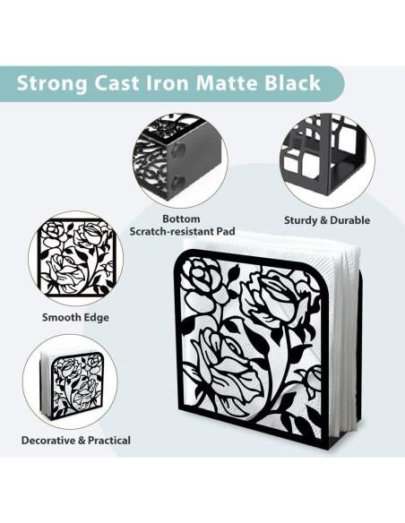 Soporte de Servilletas Decorativo DOODLREAM Rosa Negro 12.45x12.45 cm