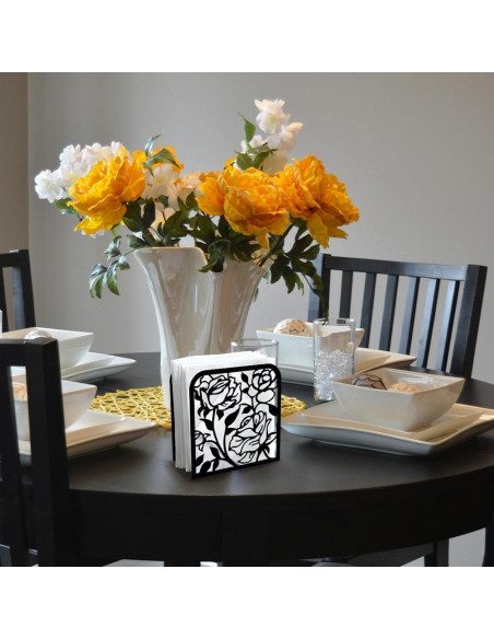 Soporte de Servilletas Decorativo DOODLREAM Rosa Negro 12.45x12.45 cm