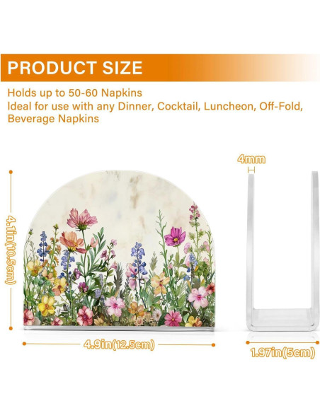 Soporte para Servilletas Acrílico Qilmy Flores de Primavera 10.5x12.5cm