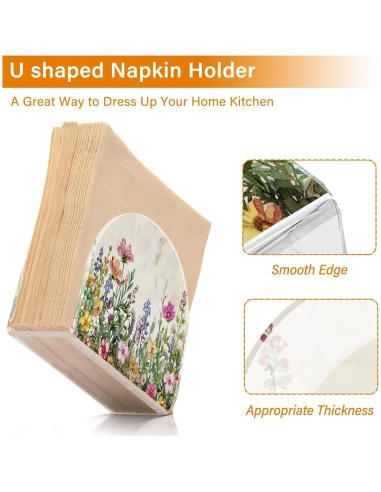 Soporte para Servilletas Acrílico Qilmy Flores de Primavera 10.5x12.5cm