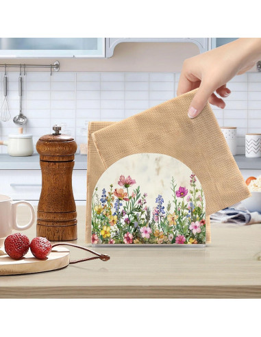 Soporte para Servilletas Acrílico Qilmy Flores de Primavera 10.5x12.5cm