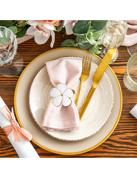 Anillos de Servilleta de Flor Dorada Patelai 36 Pcs 10.9 cm