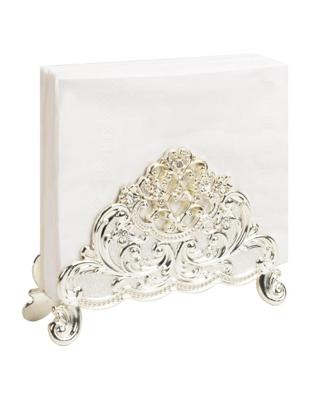 Soporte de Servilletas de Metal Vintage Nerien - Flor de Vid Plateada