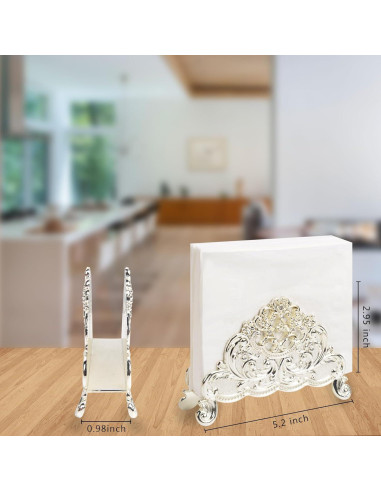 Soporte de Servilletas de Metal Vintage Nerien - Flor de Vid Plateada