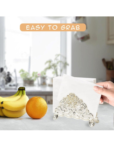 Soporte de Servilletas de Metal Vintage Nerien - Flor de Vid Plateada