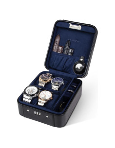 Estuche para Reloj KAMIER con Cerradura - Organizador 4 Relojes