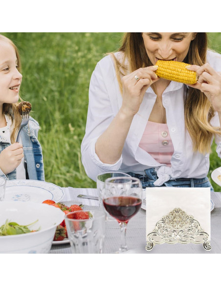 Soporte de Servilletas de Metal Vintage Nerien - Flor de Vid Plateada