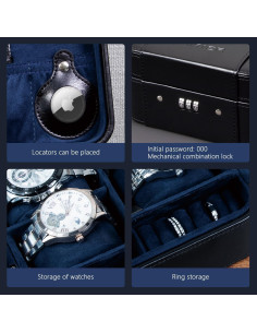 Estuche para Reloj KAMIER con Cerradura - Organizador 4 Relojes 2