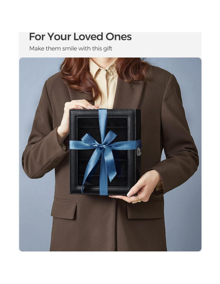 Caja de Reloj SONGMICS 10 Compartimentos con Tapa de Vidrio