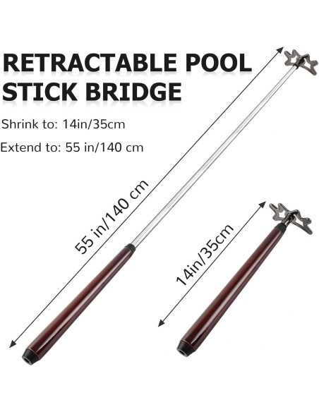 Puente Retráctil para Billar Sumind - Mango de Madera 35-140 cm