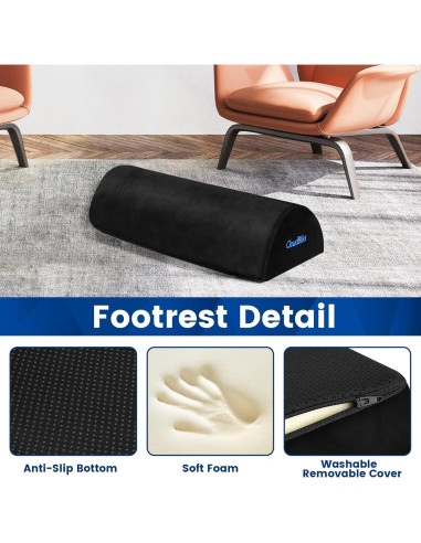Reposapiés Ergonómico CloudBliss Negro 40.96x26.02cm