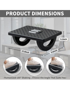 Reposapiés ergonómico Casazenith con rodillo masajista - Negro 2