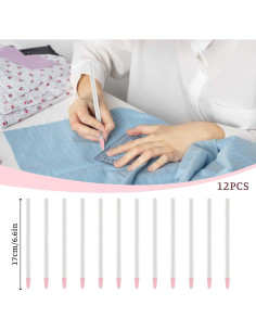 12 Lápices de Marcado de Tela Borrables EupHHonycs 17 cm 2