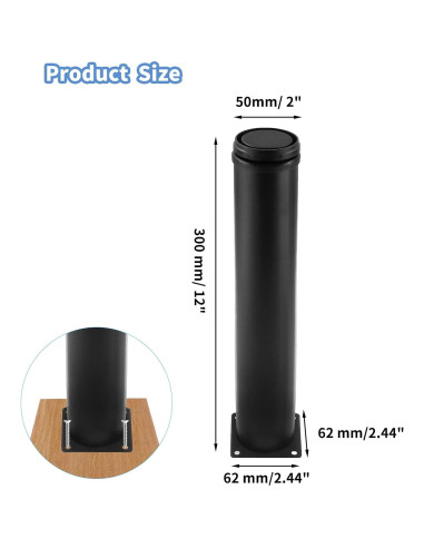 Juego de 4 patas ajustables Kyuionty 30.48 cm acero negro