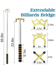 Puente de Billar Retráctil MoyanSuper con 3 Cabezas Intercambiables 2