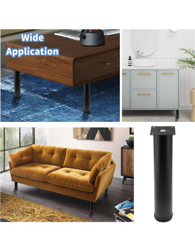 Juego de 4 patas ajustables Kyuionty 30.48 cm acero negro