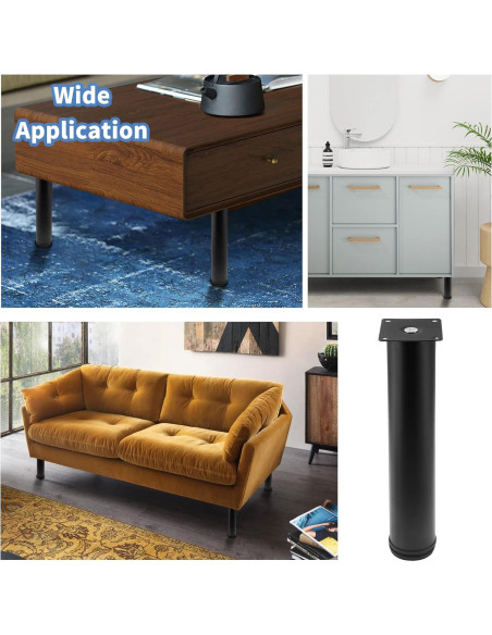 Juego de 4 patas ajustables Kyuionty 30.48 cm acero negro