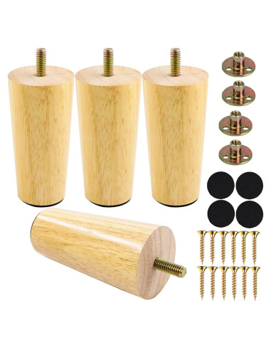 Juego de 4 patas de muebles Yaliuliu redondas 10.16 cm madera