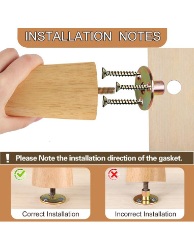 Juego de 4 patas de muebles Yaliuliu redondas 10.16 cm madera