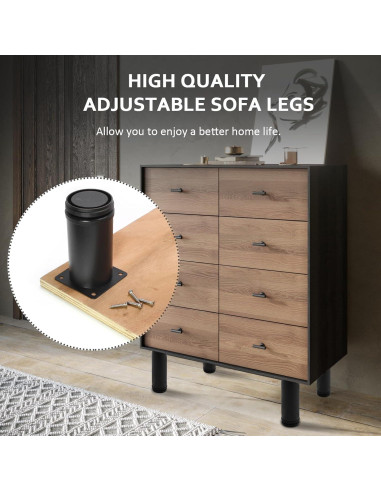 Piernas de Muebles Ajustables Jersvimc 30 cm Acero Inoxidable Negro