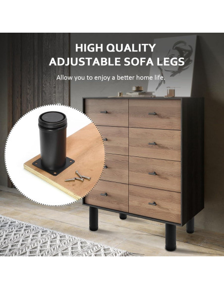 Piernas de Muebles Ajustables Jersvimc 30 cm Acero Inoxidable Negro