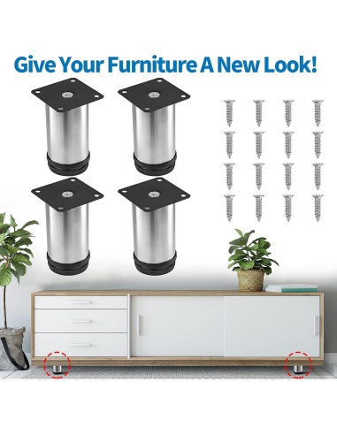 Piernas Ajustables de Mueble Masendelk 10 cm Acero Inoxidable - Paquete de 4