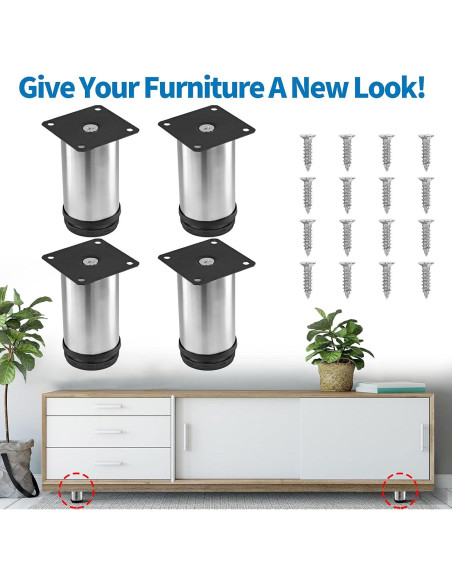 Piernas Ajustables de Mueble Masendelk 10 cm Acero Inoxidable - Paquete de 4