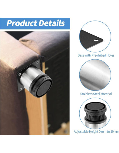 Piernas Ajustables de Mueble Masendelk 10 cm Acero Inoxidable - Paquete de 4