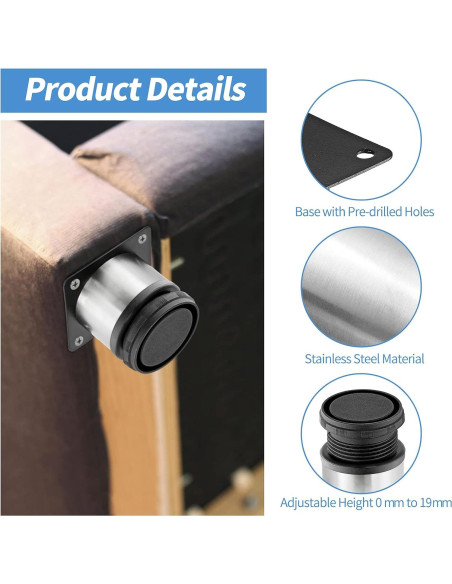 Piernas Ajustables de Mueble Masendelk 10 cm Acero Inoxidable - Paquete de 4